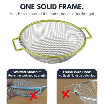Round Soil Sifter, 1/8-inch Stainless Steel Sieve with Handles - size: 1/8 inch