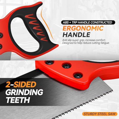 Auto Dynasty 3pcs Handsaw Set, Bow Saw Back Saw Hand Cuts for Sawing, Trimming, Gardening, Cutting Wood, Drywall, Plastic Pipes, Sharp Blade - style: 3pcs Hand Saw