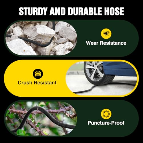 Garden Hose 50 ft Non-Expandable, Flexible Water Hose, Lightweight Hose with 10-Function Nozzle for Yard, Portable, Leak Proof, All-Weather Water Pipe for Outdoor, Car Wash, RV, Lawn - size: 50FT