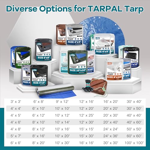 TARPAL 4x4 Feet(3pack) Small tarp with Drawstring Tarp Waterproof Brown - size: 4x4 Feet (3pack)-Finished size
