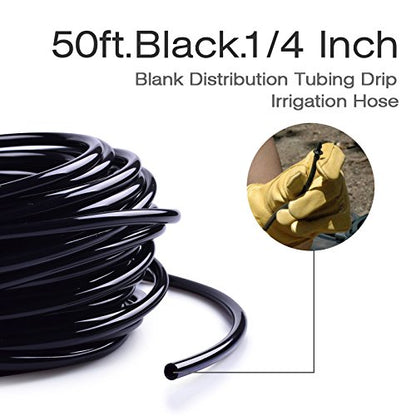 MIXC 50FT 1/4" Irrigation Tubing, 0.27" OD x 0.15" ID Drip Irrigation Hose - size: 50FT