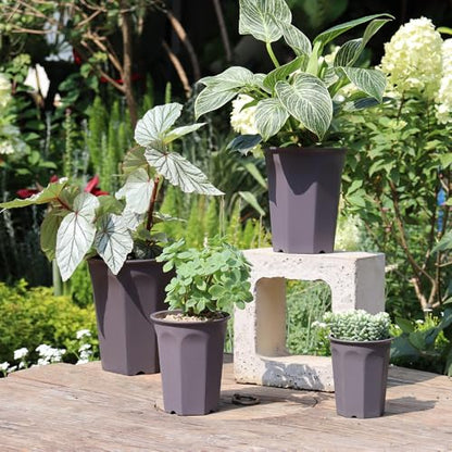 14 Pack 4.40 Inch Plastic Deep Nursery and Seedling Pots, Round Transplant Seed Starter Planter,Gray Color - color: Gray, size: 4.40 inch
