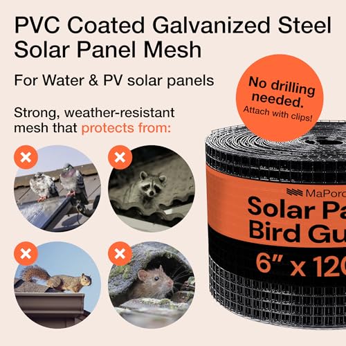Solar Panel Bird and Critter Guard, 6" x 50ft Mesh Roll, Maporch - size: 6"x50FT