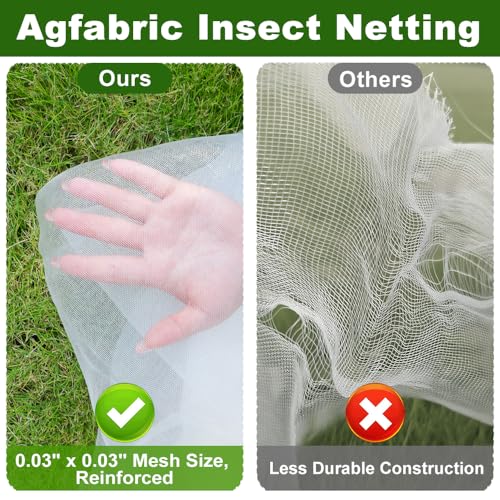Agfabric Garden Netting 5'x100' Insect Pest Barrier Bird Netting for Garden Protection,Row Cover Mesh Netting for Vegetables Fruit Trees and Plants,White - size: 5'x100'