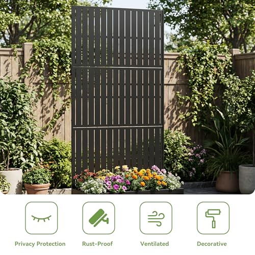 Metal Raised Garden Bed with Trellis and Wheels, 71"x35"x16" (Black-Fence) - color: Black-fence, size: 71"x35"x16"