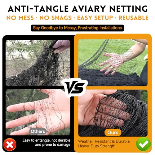 Heavy Duty Bird Netting for Garden with 1" Mesh, 25x25 ft Reinforced HDPE Chicken Netting & Pond Netting,Poultry Netting for Protecting Fruit Trees, Vegetables & Plants from Birds & Other Animals - style: 25' x 25' - 1"