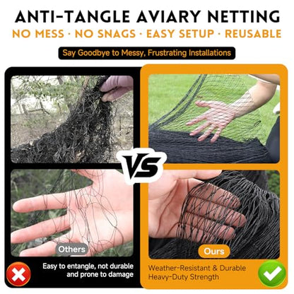 Heavy Duty Bird Netting for Garden with 1" Mesh, 25x25 ft Reinforced HDPE Chicken Netting & Pond Netting,Poultry Netting for Protecting Fruit Trees, Vegetables & Plants from Birds & Other Animals - style: 25' x 25' - 1"