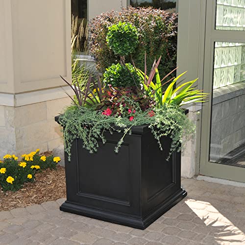 Mayne Fairfield 28in Square Planter, Black - color: Black, size: 28in