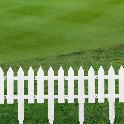 48 Pack White Classic Garden Fence Panels with 48 Fence Inserts, 6.69'' L x 7.87'' H