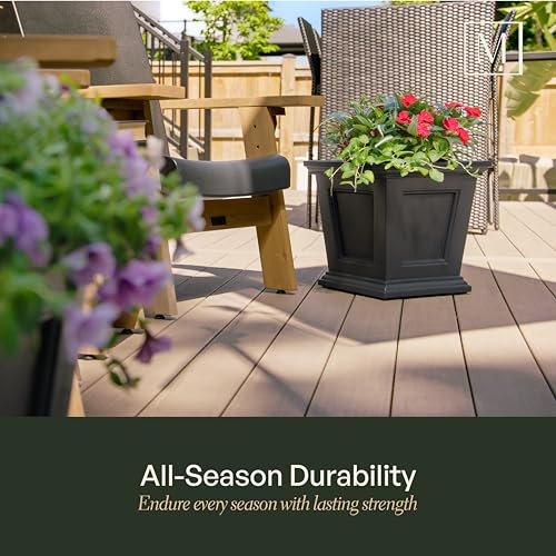 Mayne Fairfield 16in Self-Watering Square Planter, Graphite Grey - color: Graphite Grey, size: 16in