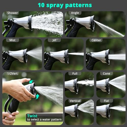 QUOBAS Metal Garden Hose Nozzle, Heavy Duty Water Hose Sprayer, Leak Proof - color: Black