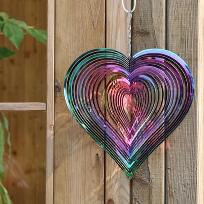 Phuryllic Wind Spinners Outdoor, Garden Decor, Bird Deterrents for Outside, 3D Metal Yard Decorations for Patio & Backyard, Unique Gardening Gifts for Women & Moms - 10in Purple Heart