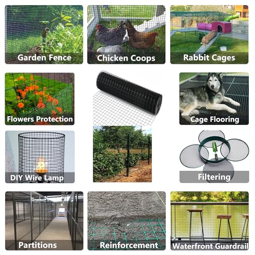 Black 16 Gauge Vinyl Coated Hardware Cloth 1 inch 48 in x100ft for Fencing - size: 1 inch 48in x 100ft