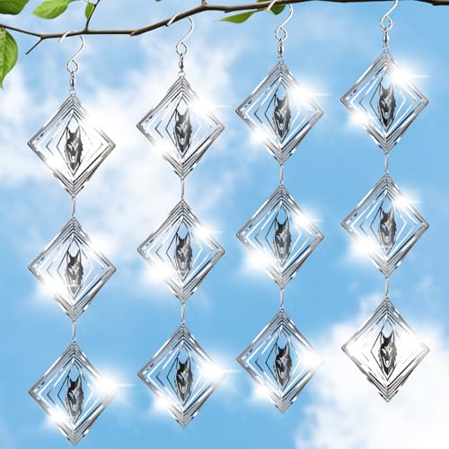 CHONOVO 12 Discs 4 Set Bird Deterrents for Outside, Wolf Wind Spinner - size: Wolf (12 Discs 4 Pcs)