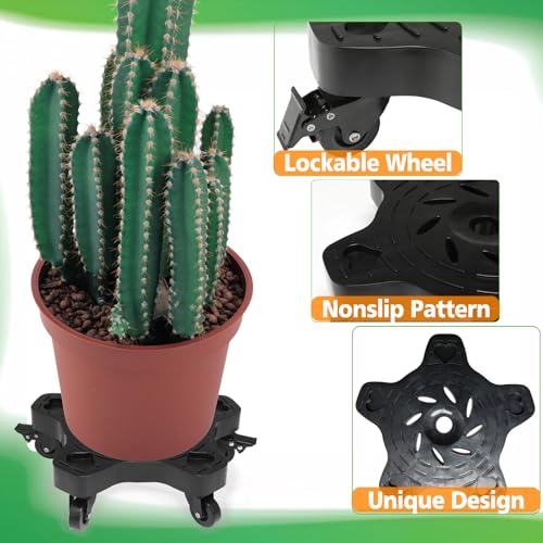 2Packs 14in Plant Caddy with Wheels - 14inch Indoor Outdoor Plant Stand No Assembly Required Flowerpot Down Under Plant Caddie Rolling Plant Dolly with casters Heavy Duty Round Pot Mover Planter