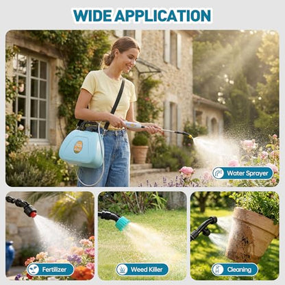 Battery Powered Sprayer, 2 Gallon Electric Sprayer Battery Operated with 4 Mist Nozzles, 2 Speeds, Battery Indicator, 41" Telescopic Wand, Rechargeable Handle, Weed Sprayer for Lawn Garden Yard