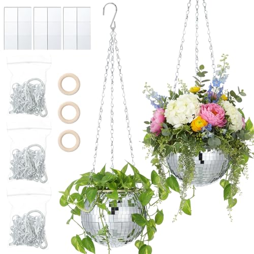 Novabright 2 Pcs 6" Self Watering Disco Ball Planters, Hanging Flower Pots - size: 6 Inch