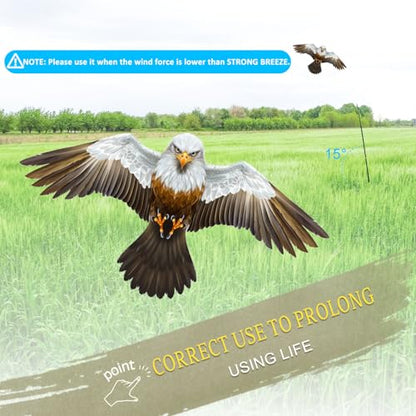 eyijklzo Bird Scarer Hawk Flying Kite Without 13ft Pole-Only White Kite - style: White-Only kite