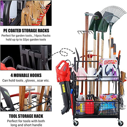 Mythinglogic Rolling Garden Tool Organizer for Garage, Yard and Lawn Tools - size: Deluxe Tower