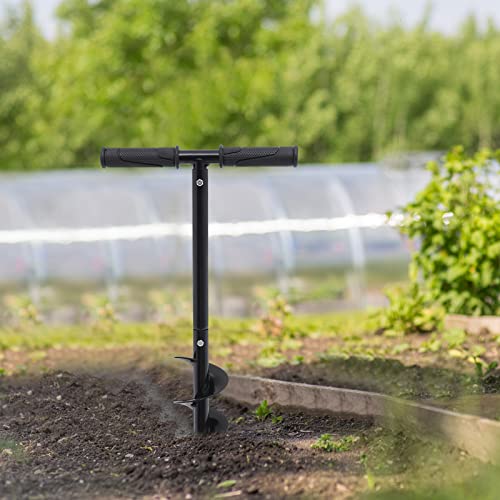 Manual Garden Hole Digging Drill Bit 4"x24" Hand Post Hole Digger with Non-Slip Handle Spiral Drill Planter for Flower, Tree, Seedlings, Deep Cultivating - style: 4"x24"Bit