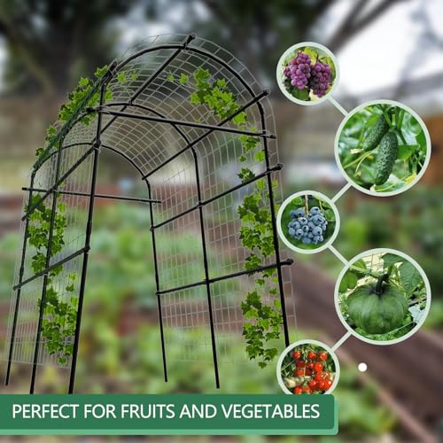 Garvee Metal Garden Arch Trellis, 7.6Ft Black for Raised Beds - size: 7.6x6x3.8 Ft - 7