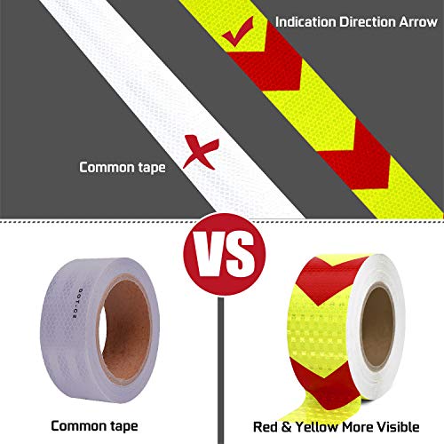 SEVEN SPARTA Arrow Reflective Tape for Trailers, Red/Yellow, 2in x 100ft - color: Red and Yellow