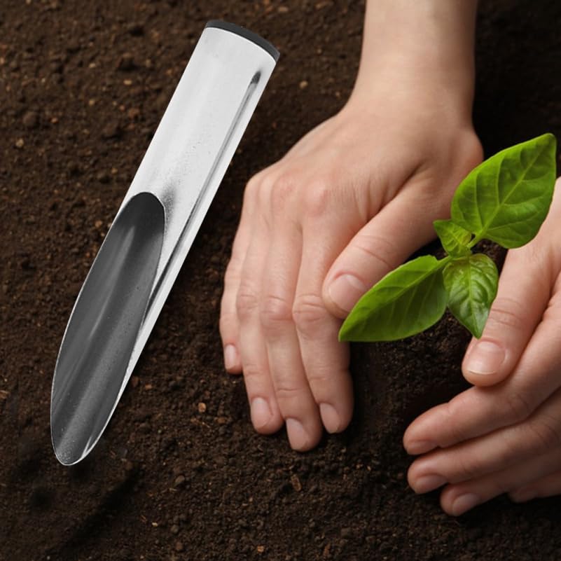 HANABASS Stainless Steel Gardening Scoop Small Handheld Soil Shovel Tool for Planting Fertilizing Weeding Portable Lightweight Durable Potting Scooper for Bonsai Vegetable Plants