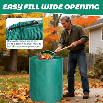 72 Gallon Reusable Leaf Bags, 1 Pack Heavy Duty Yard Waste Bags with Handles, Extra Large Garden Bags for Lawn Leaf Collection, Grass Clippings, Weeds, Yard Clean Up