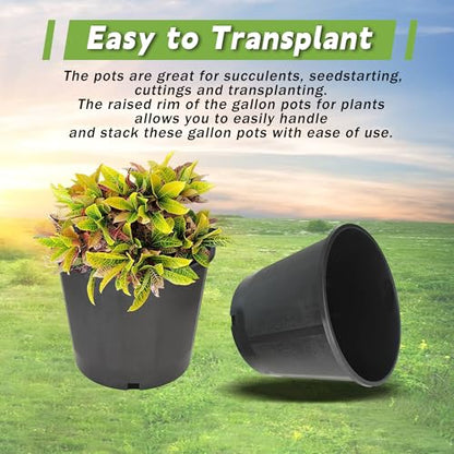 HOSTIC 3 Gallon Flexible Nursery Pots Gallon Pot with Drainage Holes Plastic Plant Container Suitable for Indoor Outdoor Vegetables Flowers Plants 10 PCS - size: Standard 3 Gallon