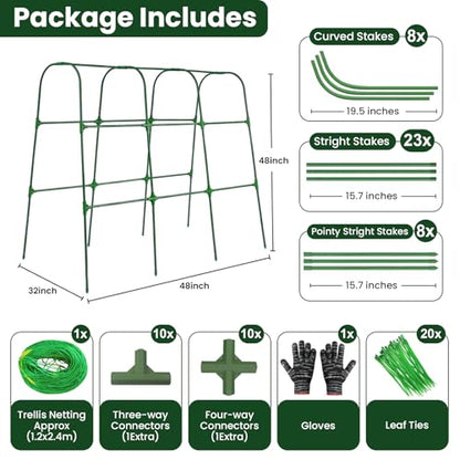 50"x48"Cucumber Trellis, Garden Arch Trellis for Climbing Plants Outdoor - color: Green