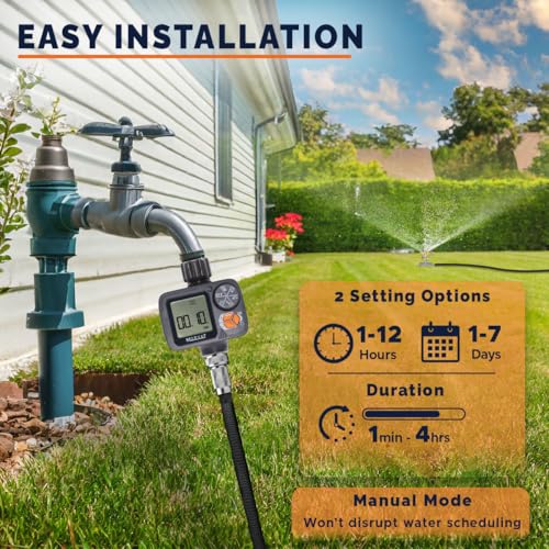 Morvat Programmable Outdoor Garden Hose Sprinkler Timer with Rain Delay