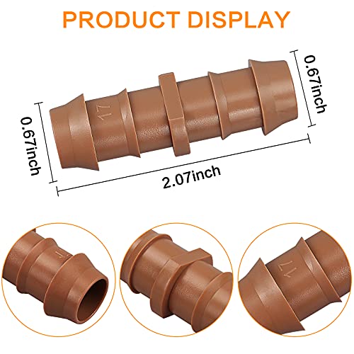 21-Pack Drip Irrigation Universal Barbed Coupling Fitting, Barbed Connectors for 1/2" Drip Tubing - style: 21P-Coupling