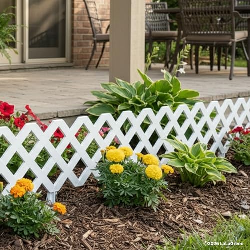 LaLaGreen Garden Edging Border (23x8.5in, 10 Pack) White Plastic Fence - color: White x 10