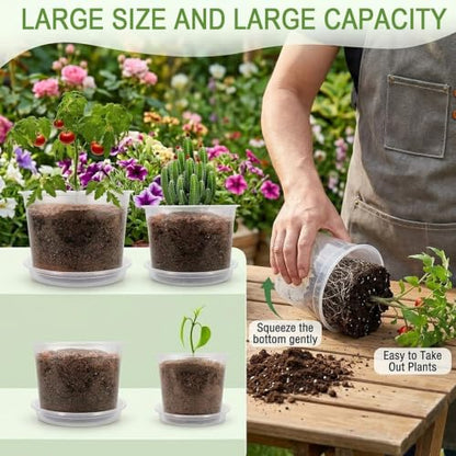 4 Sets 10 Inch Large Clear Nursery Pots with Drainage Holes - color: 10 Inch