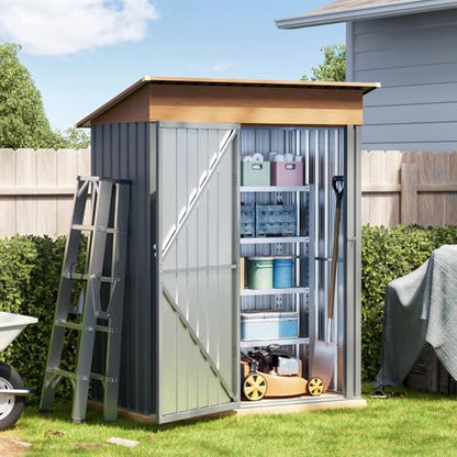 Verdeluxe 5x3FT Outdoor Storage Shed with Floor Frame,Matte Gray - size: 5*3FT(Base Included)