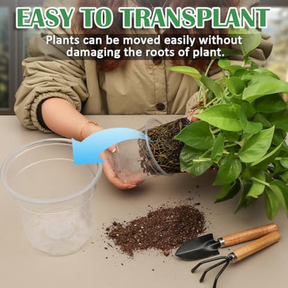 30 Pack 7/6/5/4/3 Inch Clear Nursery Pots for Plants, Flexible Plastic Plant Pots with Drainage Holes, Transparent Seed Starter Pots Variety Pack for Succulents, Seedlings, Flowers, Vegetable - size: Mix-3/4/5/6/7Inch 30P
