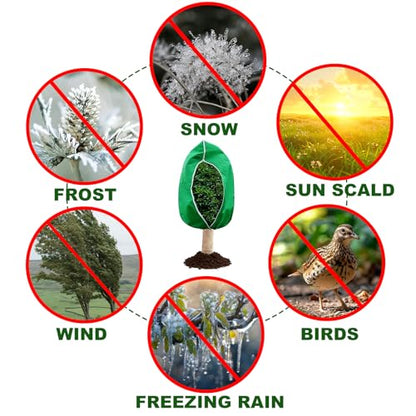Plant Covers for Freeze Protection, 4 Pack 47" x 71" Drawstring - size: 47 x 71 Inch 4 Pack