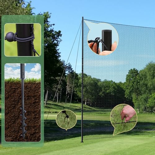 Ball Stop System - Soccer Backstop Net, Heavy Duty, High Impact, Practice Barrier - size: Socketed - 1 inch Net, style: 30FT X 10FT