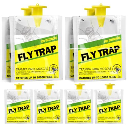 8 Pack Outdoor Hanging Fly Traps, Disposable Flies Killer Trap Bag Catcher