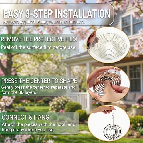 Reflective Bird Deterrents for Outside, Woodpecker Repellent - size: Circle