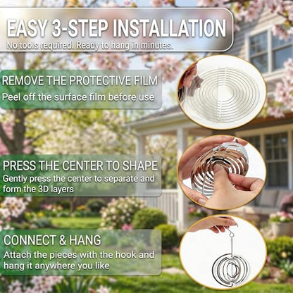 Reflective Bird Deterrents for Outside, Woodpecker Repellent - size: Circle