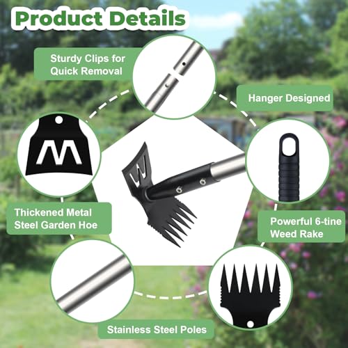 2 in 1 Weed Puller Tool with 60" Long Handle for Yard, Lawn, Patio, Garden