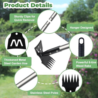 2 in 1 Weed Puller Tool with 60" Long Handle for Yard, Lawn, Patio, Garden