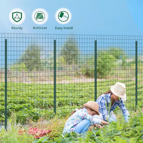 Green Metal Fence Post, Splicing 7 feet, T Post for Garden Fence, 15-Pack - color: Green, size: 7FT-15PACK-GREEN SPLICING