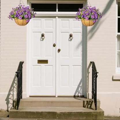 Artificial Hanging Flowers, UV Resistant, 12 Bundles, Purple - color: Purple