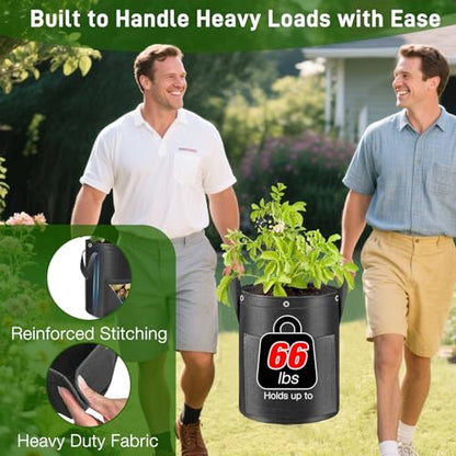 4 Pack Potato Grow Bags 10 Gallon with Harvest & Visible Window Thickened Garden Bags to Grow Vegetables with Handles & Metal Grommets for LST, Fabric Pots for Growing Carrots, Tomatoes, Onions