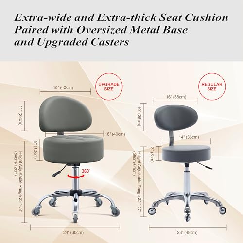 Ergonomic Drafting Stool with Backrest Heavy Duty Hydraulic for Shop - color: Grey, style: Stylish