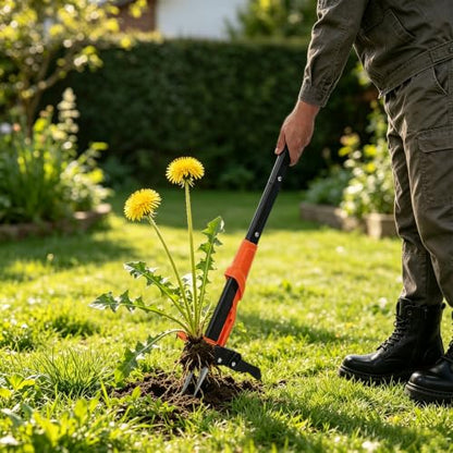 Stand-Up Weed Puller Tool, Garden Weeder w/ 4-Claw Steel Head for Lawn