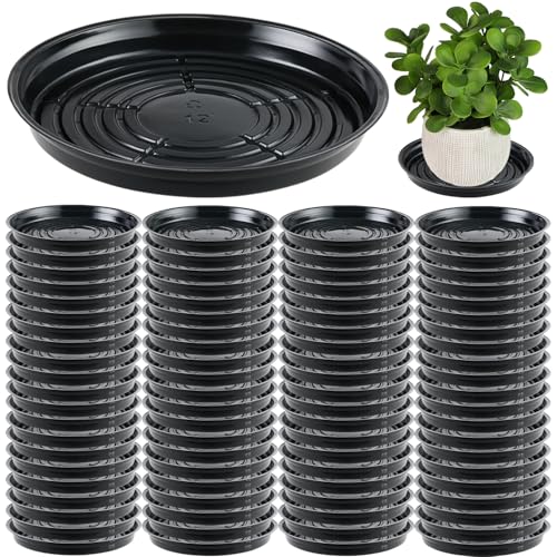 70 Packs 12 Inches Large Plant Saucers for Indoor Outdoor Use Heavy Duty Plastic Plant Plate Dish for Planter Bulk Round Flower Pot Drip Trays to Catch Water 4 to 20 Inch, Black - color: Black/ 70 packs, size: 12 inches