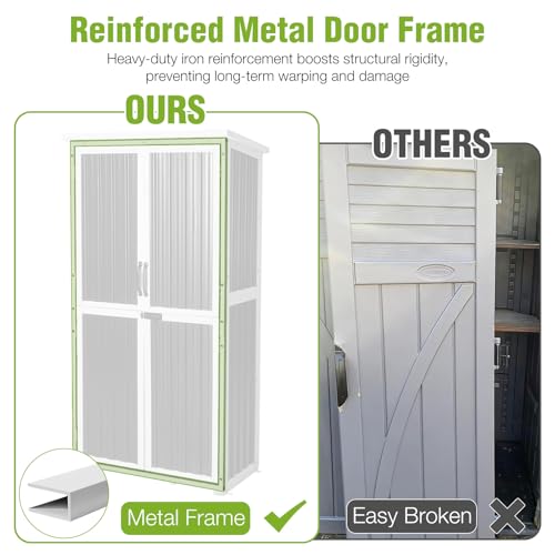 GUTINNEEN Outdoor Tool Cabinet, Heavy Duty Wood & Metal Frame Garden Storage Shed, Rustproof & Anti-Breakage for Tools & Equipment (Dark Black) - color: Dark black